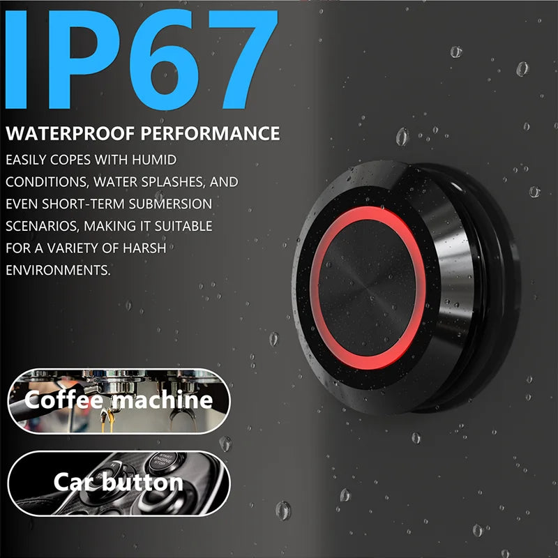 12mm Mini Metal LED Push Button Switch IP67 Waterproof Momentary 5-12-24V Short Stroke Push Button with Quick Connect Terminals