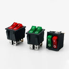 50PCS/LOT Factory Supply KCD2 Mini Rocker Toggle Switch Dual Push Button ON-OFF Plastic Rocker Switch with LED Light 16A250VAC