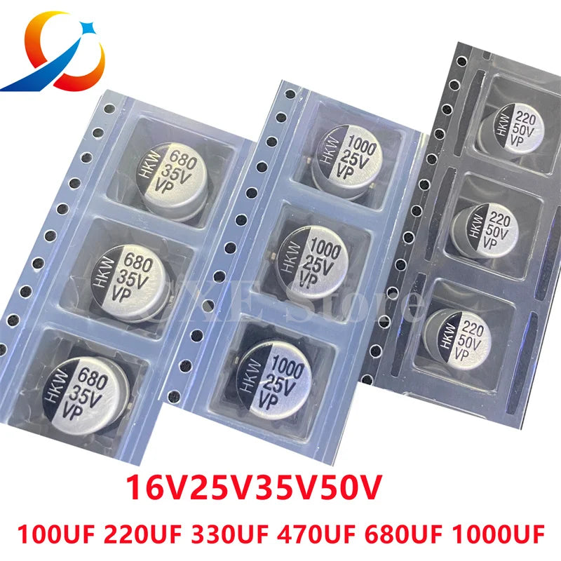 10PCS SMD Electrolytic Capacitors 16V 25V 35V 50V 100UF 220UF 330UF 470UF 680UF 1000UF Miniaturization Capacitors  NEW