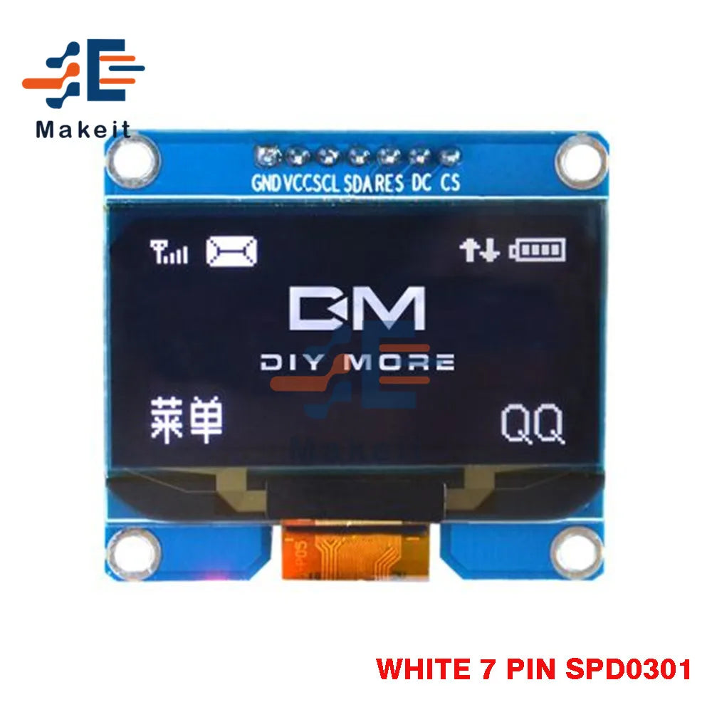 1.54 Inch OLED Module 5 Pin 7 Pin White Blue Yellow SPI IIC I2C Interface SSD1309 SPD0301 Driver 128x64 Display Screen Board