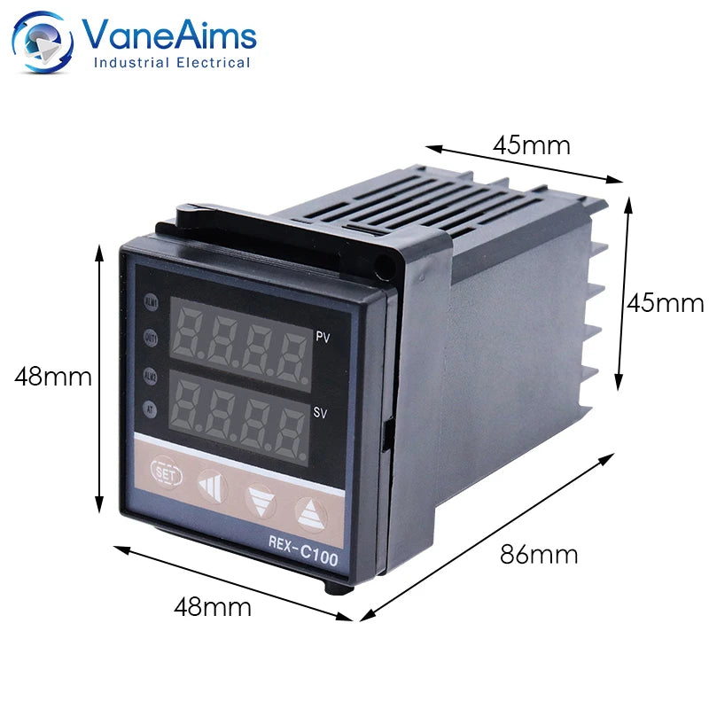 REX C100 Digital PID Temperature Controller REX-C100 Thermostat 0-400℃ K Type Input 40DA SSR Relay 0-40A Heatsink VaneAims