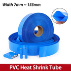 Blue Width 7mm~155mm PVC Heat Shrink Tube 1-20meters 18650 Lipo Battery Pack Insulated Cable Sleeve Protection Battery Film Wrap