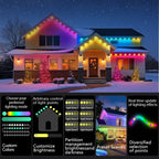 150ft 100ft 50ft Permanent Outdoor Lights Smart RGBIC Outdoor Lights with 75 Scene Modes String Lights with 90 LEDs for Garden