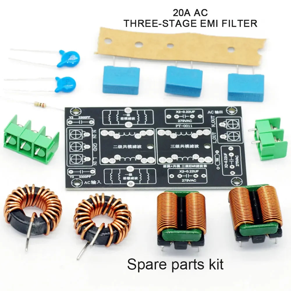 4A 10A 20A 3-stage EMI Power Filter Board AC 110V 220V EMI Filter FCC Electromagnetic Interference DIY Kit