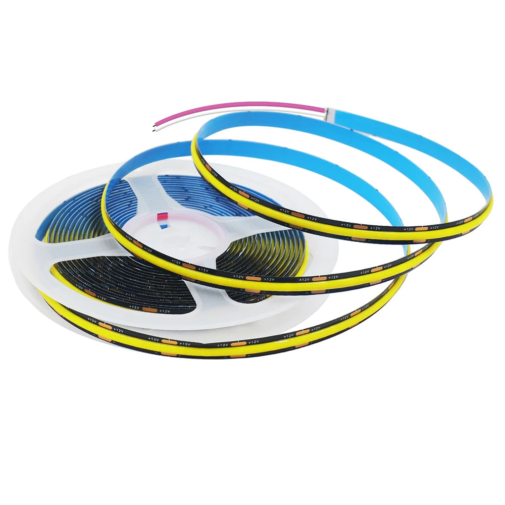 12V 24V Black PCB COB LED Strip Light 3000K 4000K 6000K 320LED/m High Density Lighting for Kitchen Cabinets Flex Tape RA90 IP30