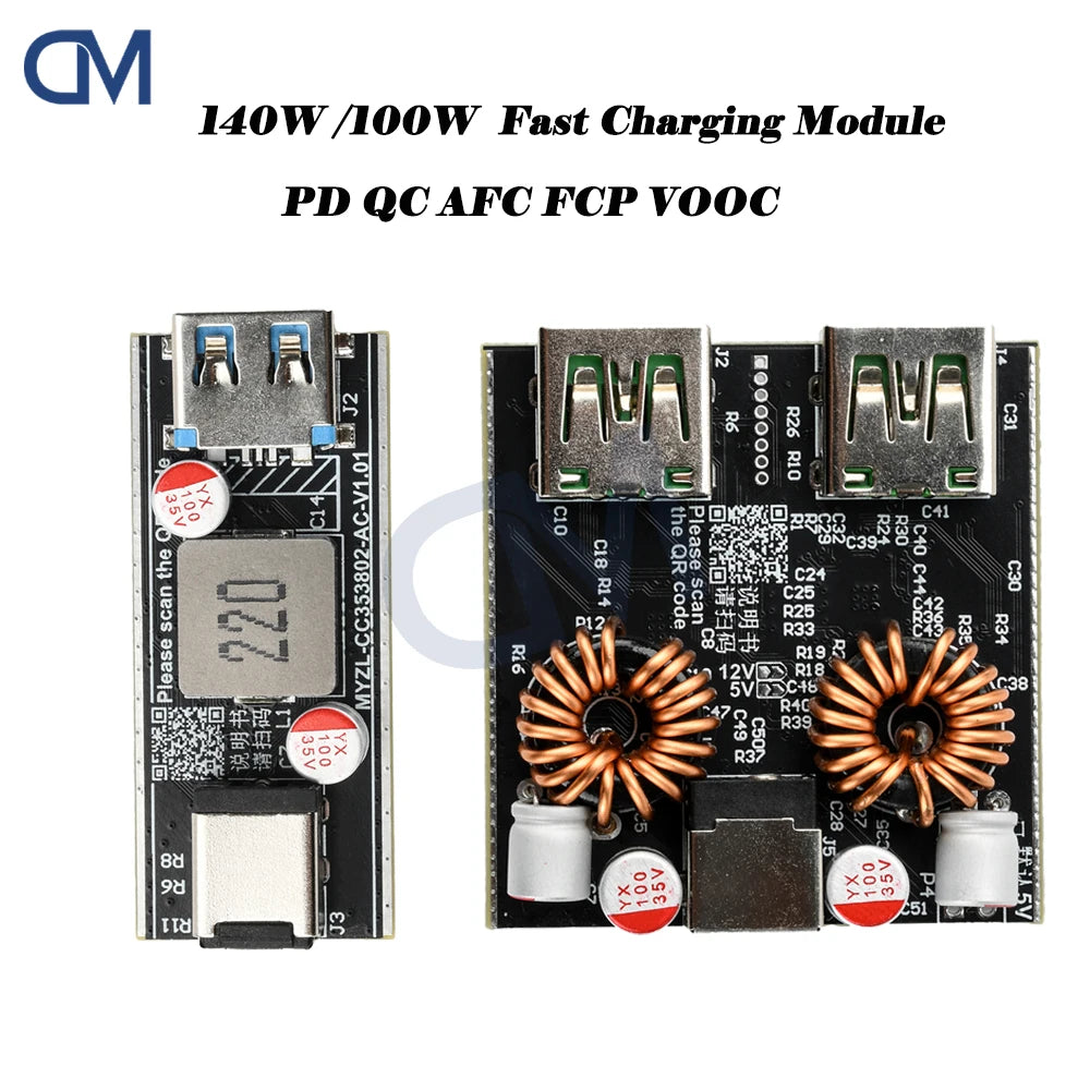 PD140W  /100W Fast Charging Module Full Protocol DIY Motherboard intelligent Desktop Charger supports PD QC AFC FCP VOOC