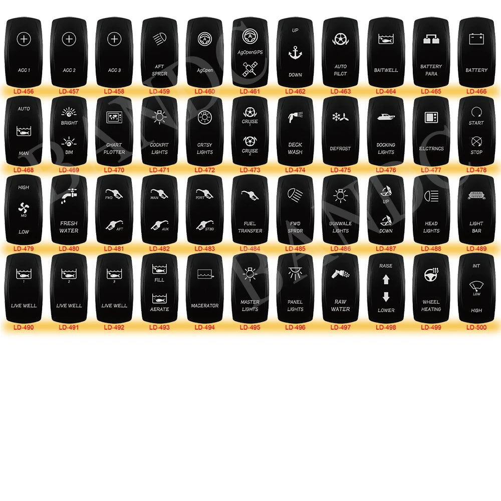 CUSTOM Dual RED Led Laser Etched Rocker Switch ON-OFF ON-OFF-ON (SPST DPDT) for ARB/Carling/NARVA 4x4 Caravan Accessories SUV