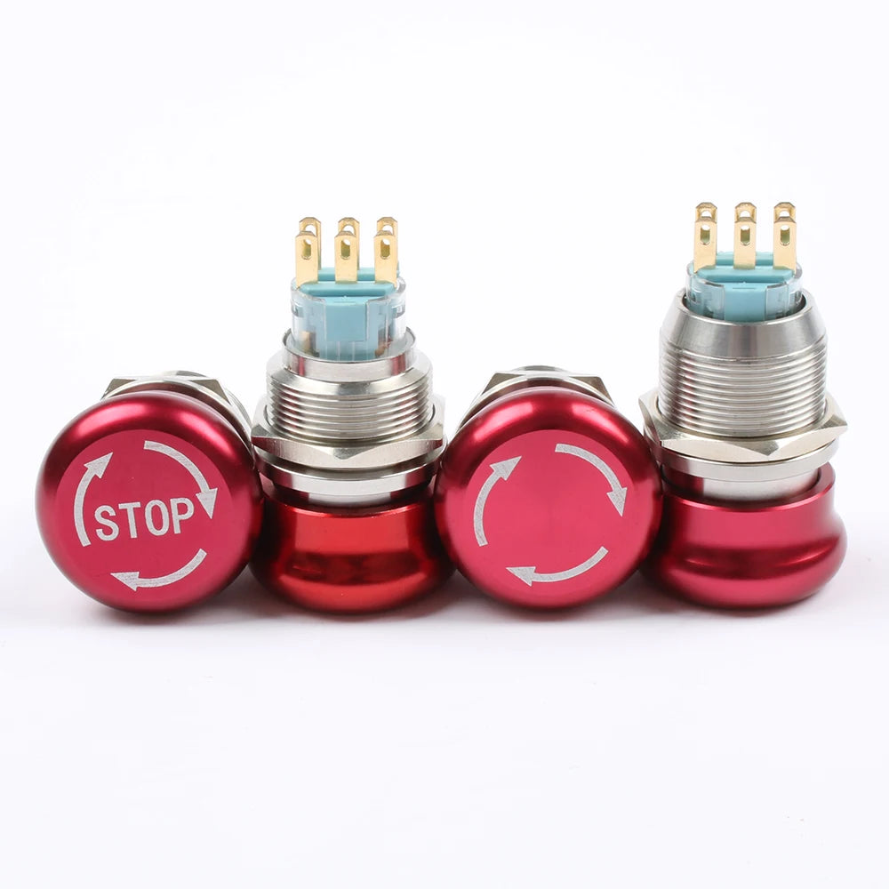 16mm 19mm 22mm Metal copper Emergency stop Push Button Switch Latching Car press button pin terminal Normal open Knob Rotary