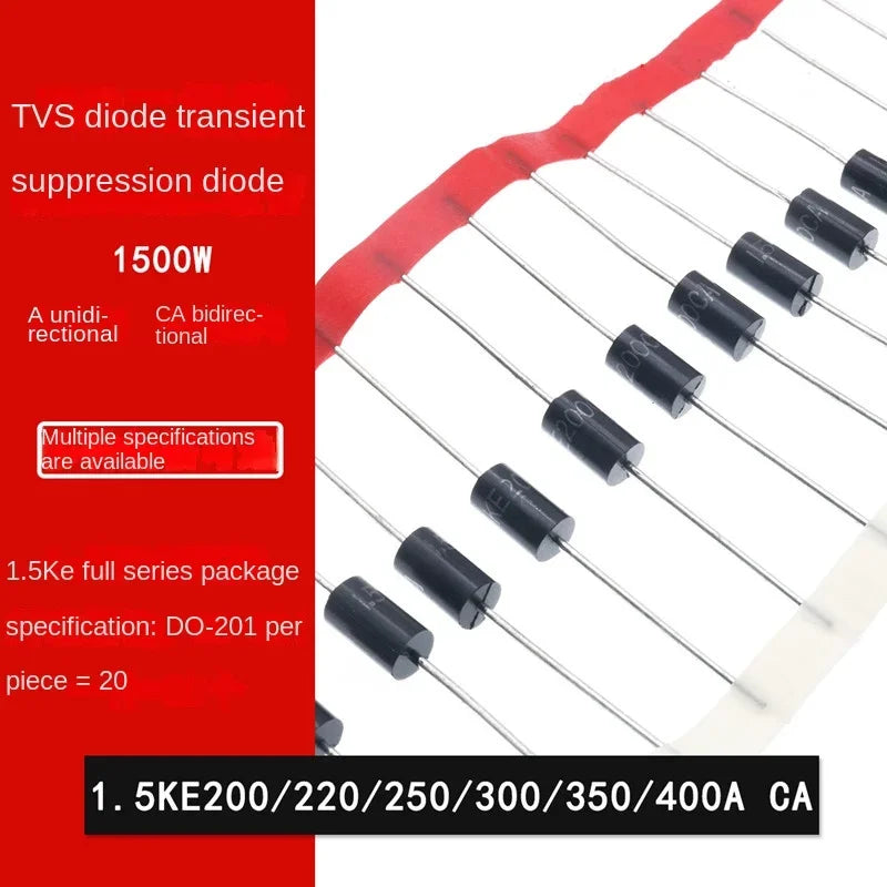 28 Values TVS Diode DO-201AD 1.5KE400CA 1.5KE200A 1.5KE440CA 1.5KE400A 1.5KE18A 1.5KE12A 1.5KE440A 1.5KE12CA 1.5KE15CA 1.5KE15A