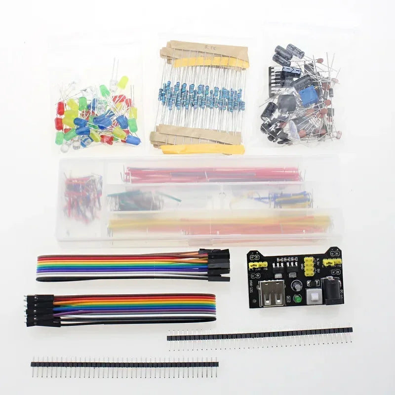 830 Point Breadboard DIY Kit for Arduino, Electronic Component Assorted Set with LEDs, Jumper Wires, Resistors, Capacitors