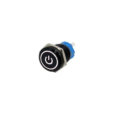 Black Metal Push Button Switch Start Stop 12/24/220V 16/19/22mm Connected LED Backlit Rocket Power Controller Momentary/Latching