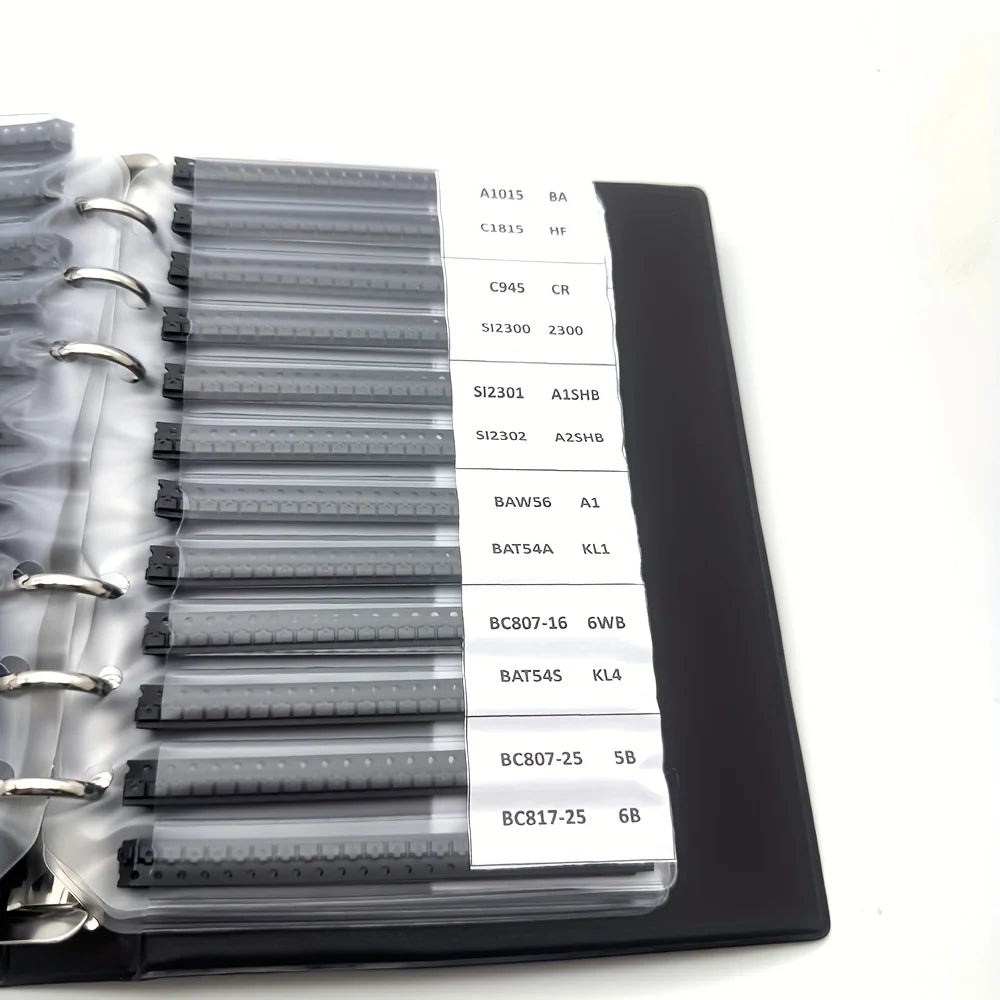 24/36/57/75 Values SOT-23/ SOT-89/SOD-523/SOD123 SMD SMT NPN PNP SOD 4148 5551 2222 TL431 BC807 B772 Transistor Diode Kit BOOK