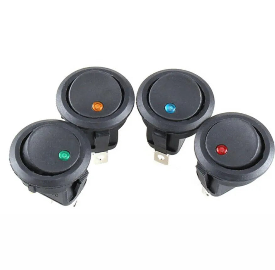 KCD1 10A 12V 220V  Rocker Switch LED Dot Light Car Boat Round ON/OFF SPST Switch