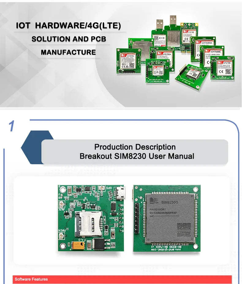 SIMCom 5G Core Board Breakout Module SIM8230G Global Multi Band RedCap Support GNSS/GPS Compatible LTE 4G Bands SIM7600 SIM8200