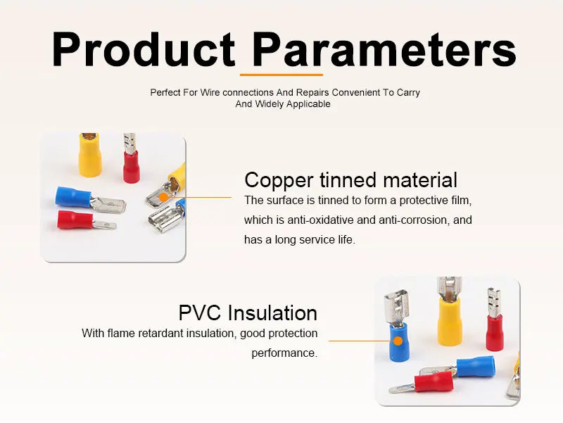 280PCS Wire Connector Kit Male Female Insulated Terminals Cold Crimp Terminals Assorted Crimp Terminals Spade