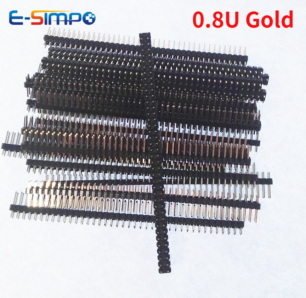 100pcs 2.54mm 2*2/3/4/6/8/10/12/15/20/25/40P L11.5mm 0.1" Breakaway Straight Gold Double Row Male Brass Pin Header PCB Connector