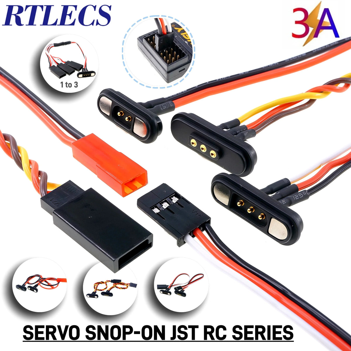 RTLECS Magnetic Connector RC Car Drone JST JR 24V 3A DC Power Battery Charger SM Led Strip Blind Connect USB Cable 2/3/4 Pin