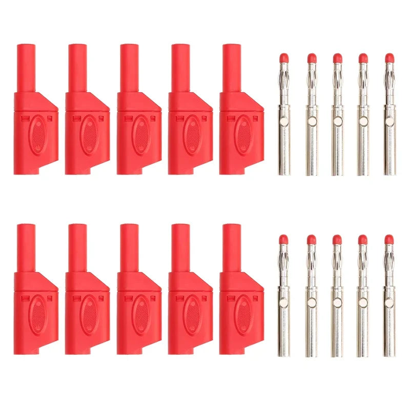 10PCS 4mm Stackable Banana Plug Sheath Retractable Solder Connector Nickel-plated Lantern Plug Red Black
