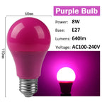 2-10pcs Colorful Bulb B22 E27 110V 220V Red Yellow Blue Green Pink Purple Orange Light Bulb Lamp for Home