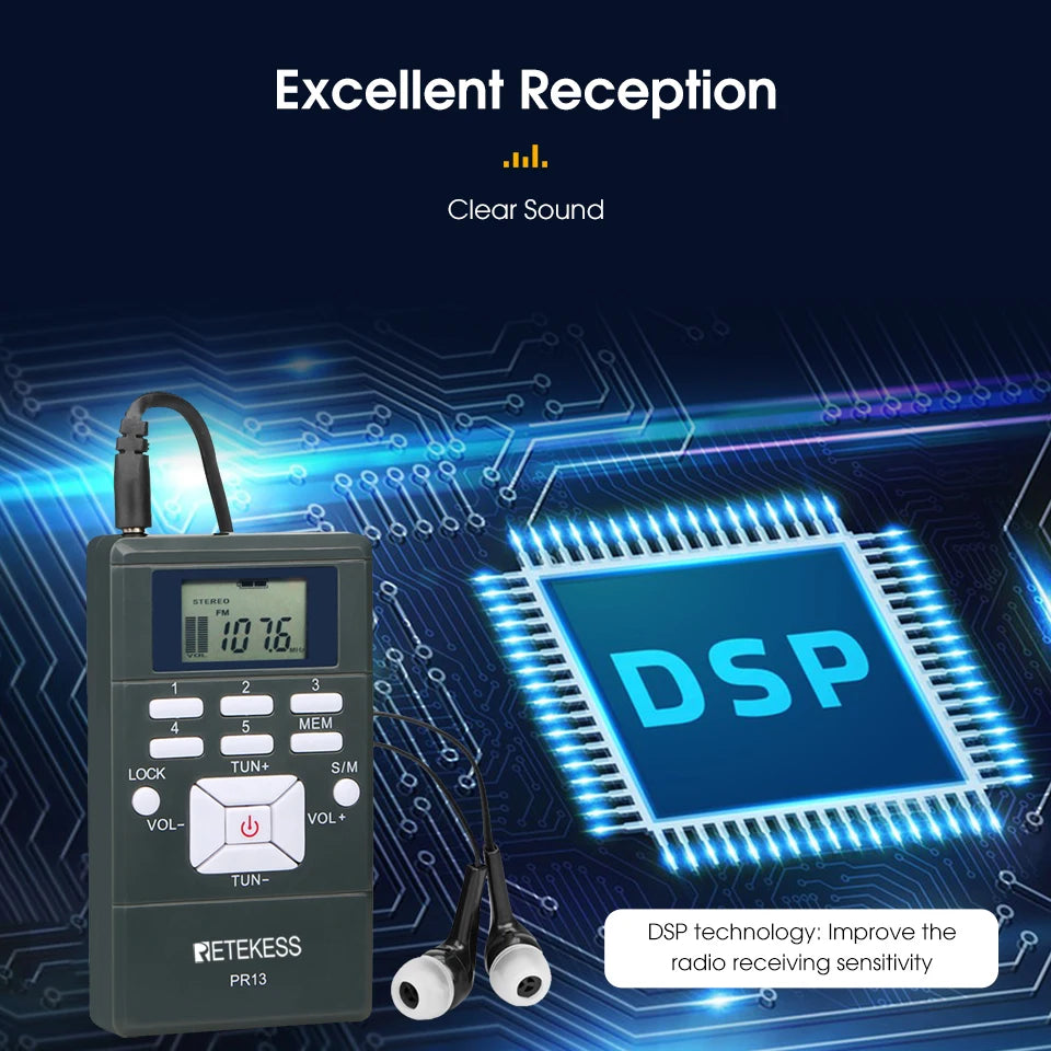 Retekess FT11 0.3W Wireless FM Broadcast Transmitter MP3 Portable for Church Car Meeting Support TF Card AUX Input