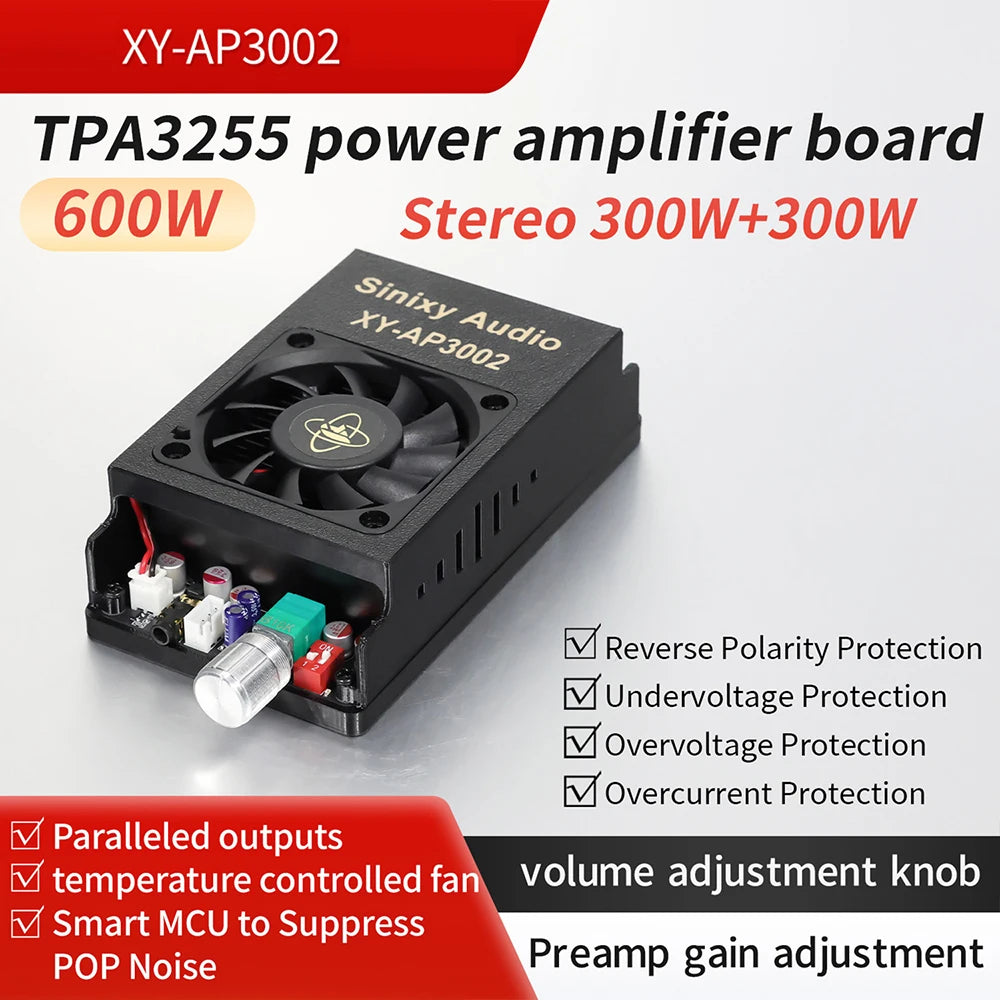 XY-AP3002 Pure Digital Power Amplifier Board TPA3255 Chip 600W Mono 300Wx2 Stereo HiFi Speaker pro Audio