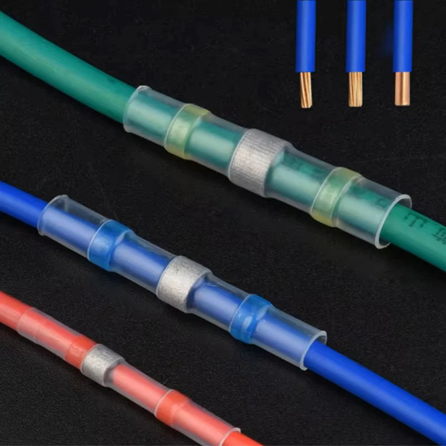 50-500Pcs Waterproof Heat Shrink Tube Solder Insulated Butt Splice Connectors Set for Electrical Wire Terminals - Electric Splic