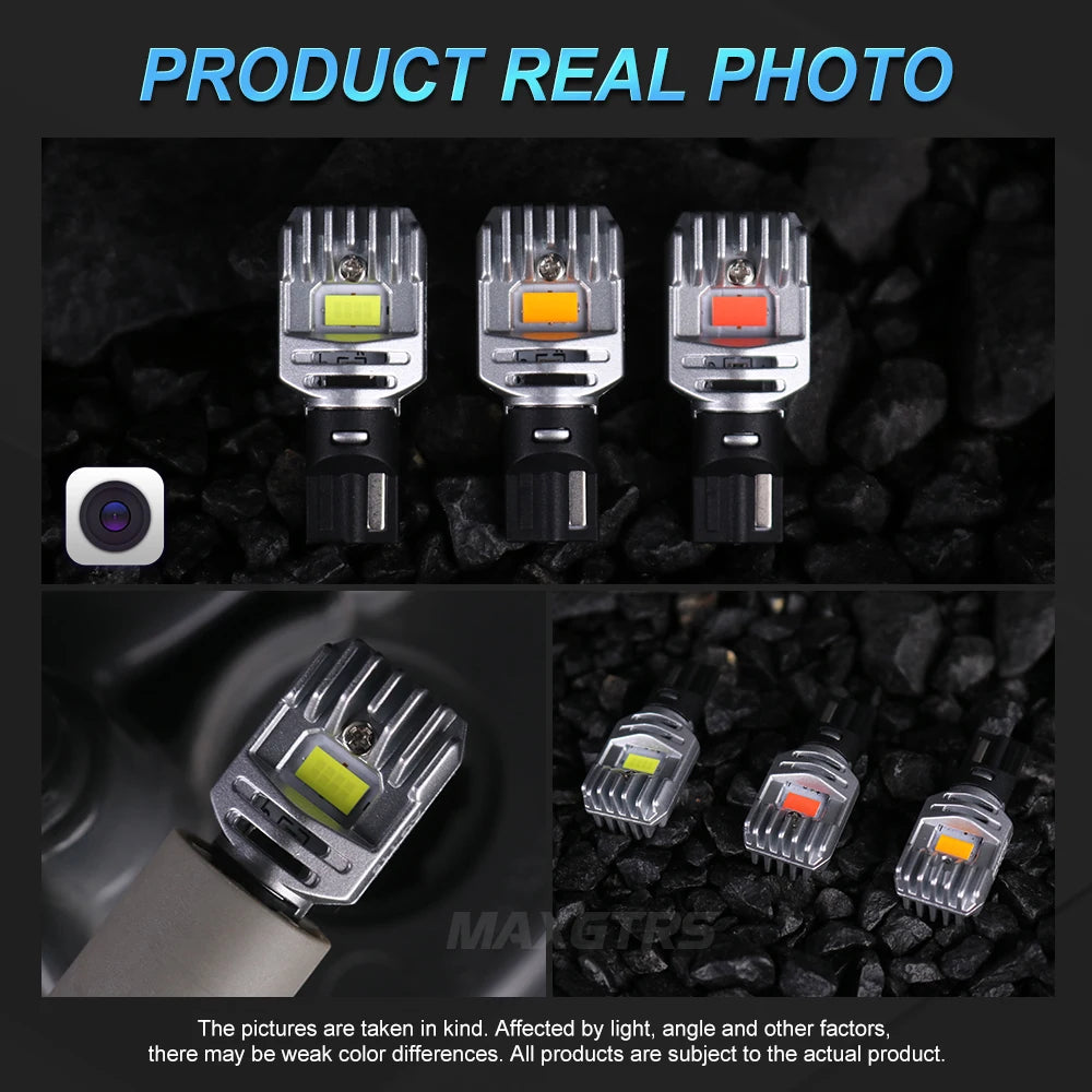 2x 2000LM Canbus T15 T16 LED Reverse Lights W16W Car Back Up Rear Turn Signal Lamp 912 921 White Red Yellow Amber Super Bright