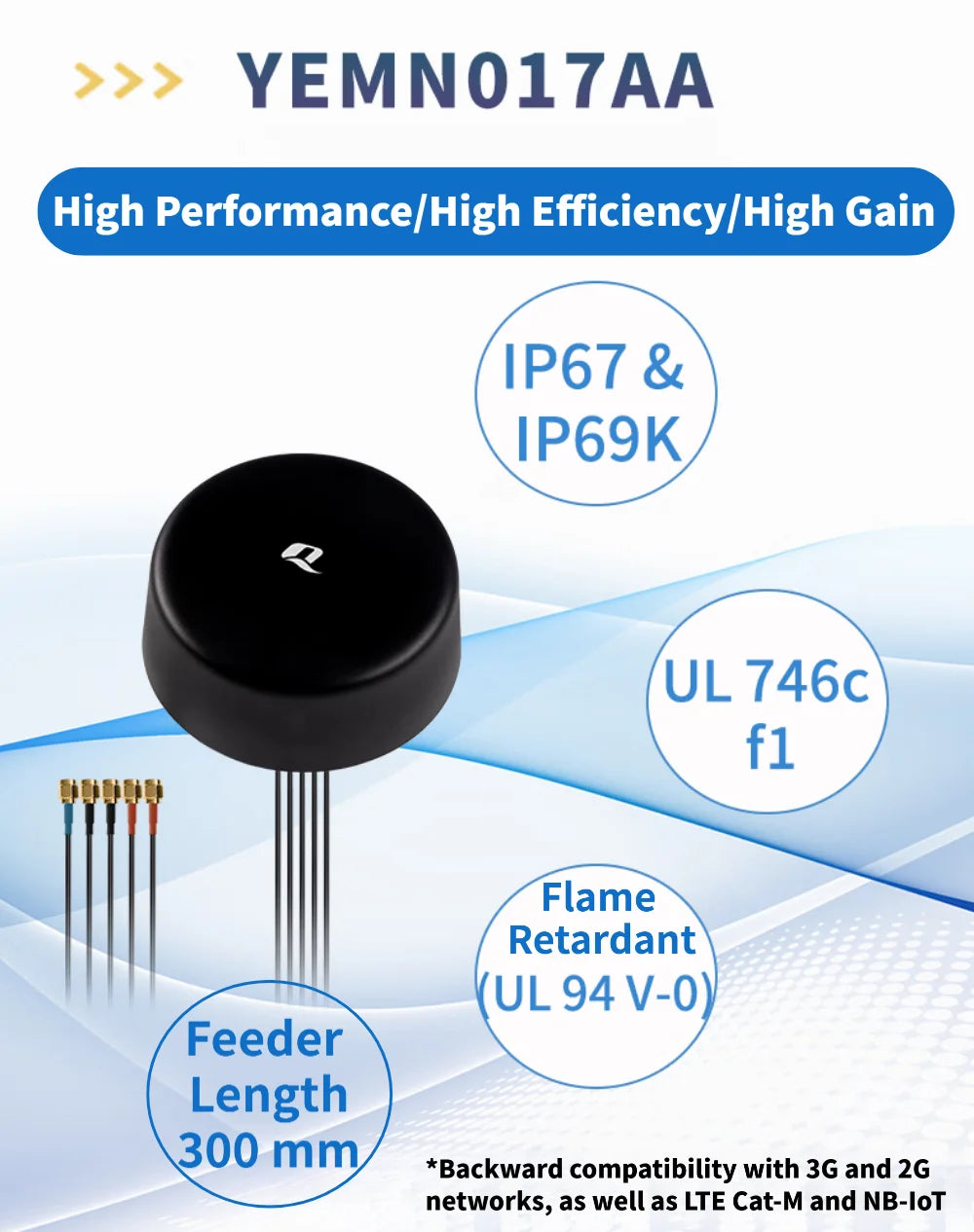 Quectel Multi-Band High-Gain 5G/GNSS Positioning 5-in-1 Combination Antenna 4G LTE MIMO GPS Dual-Band Antenna SMA 300mm Cable