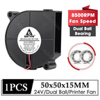 Gdstime Blower 5015 Fan 24V 50x50x15MM Turbo Fan 50MM Dual Ball Brushless Cooler Fan 8500RPM High Speed for 3D Printer Part