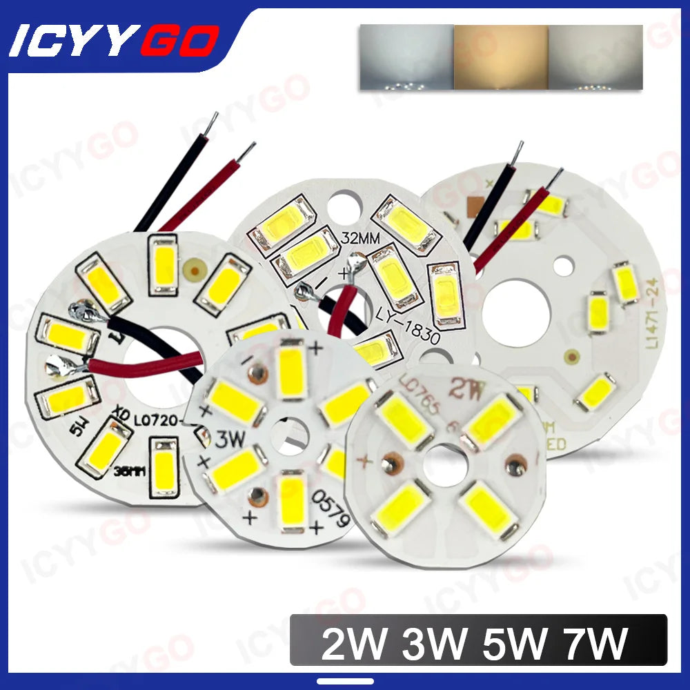 10PCS 9W 7W 5W 3W 2W SMD 5730 LED PCB Light Source Aluminum Light Board 20mm 23mm 50mm Mini LED Bulb Replacement Light Board