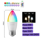 1-10PCS Smart RGBW LED Bulb Spotlight E27 E14 B22 GU10 6W 10W with Infrared Remote Control Suitable for Colorful Home Lighting