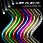 New USB COB Strip Light 5V 320Leds/m Blue/White/Red/Green Flexible Adhesive Tape Night Lighting TV Backlights Home Decor 3M 5M