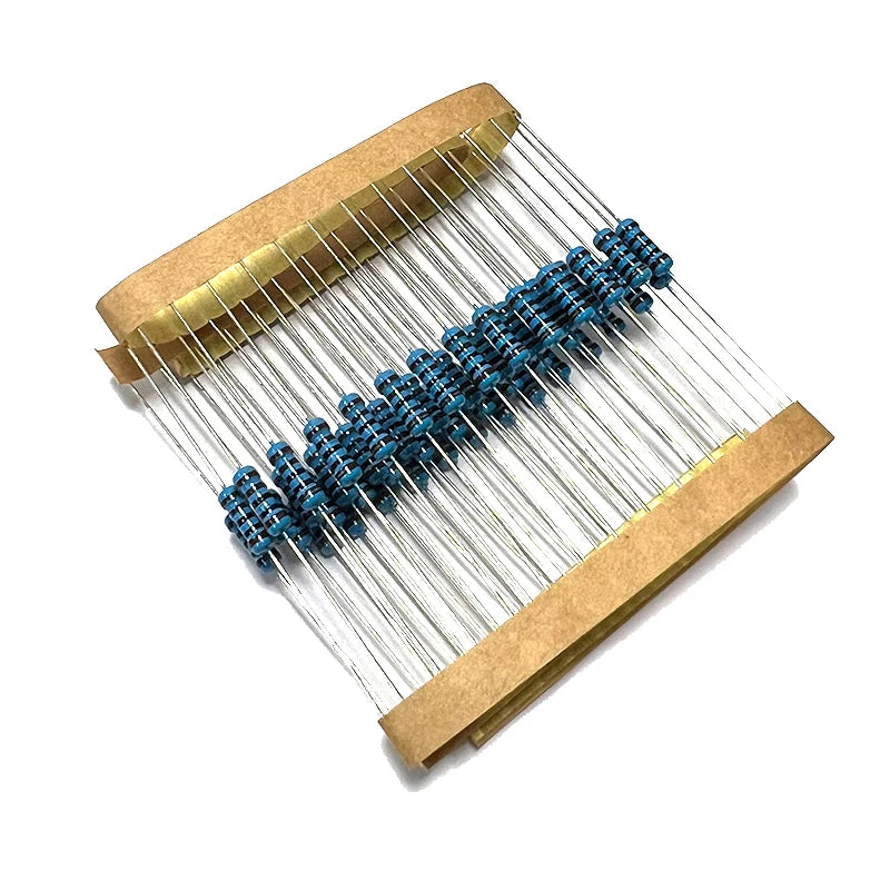 50pcs 1/2W Metal Film Resistor 1.1 1.3 1.8 2 2.2 18 20 22 180 200 220 R K Ohm 1% 0.5W 1K8 2K 2K2 Resistance 1R8 2R 2R2 0.1R-10M