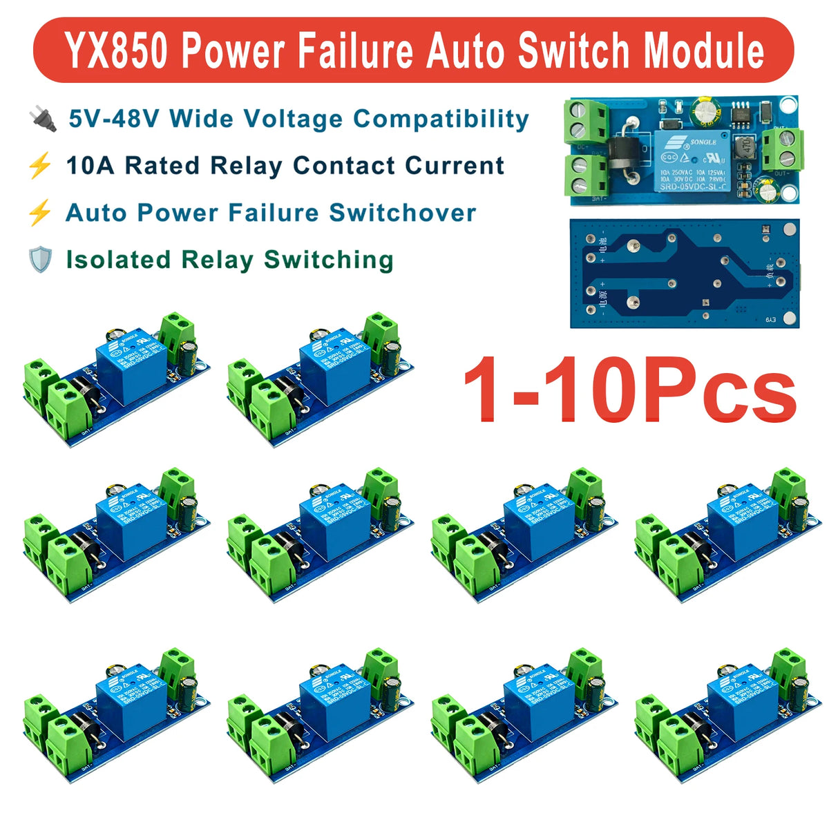 YX850 Power failure automatic switching standby battery lithium battery module DC 5V-48V universal emergency converter JY-850