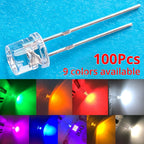 100pcs 5mm Flat Top White Red Yellow Blue Green Emitting Diode LED Wide Angle Ultra Bright Bulbs F5 5mm Light Lamp Diodes