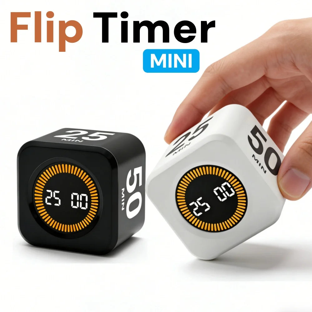 Rotating Pomodoro Timer Preset, Desk Productivity Flip Timer, ADHD Tool Cube Countdown Stopwatch for Study, School, Kitchen Work