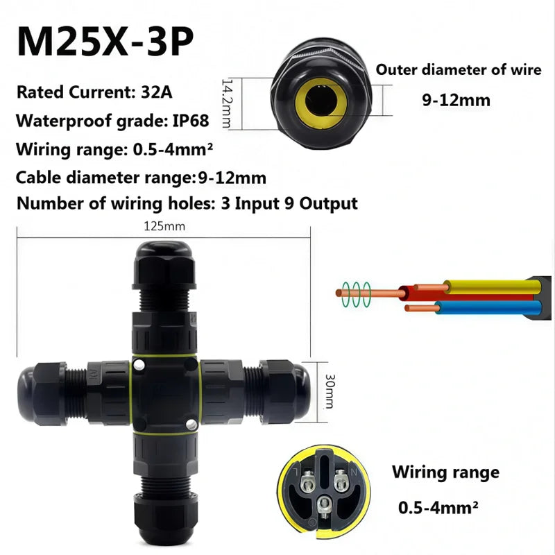 Heavy Duty Quick Connect Terminal Block T-type, IP68 Waterproof 2/3/4/5Pin for Secure & Fast Damp-Proof Wiring Connector