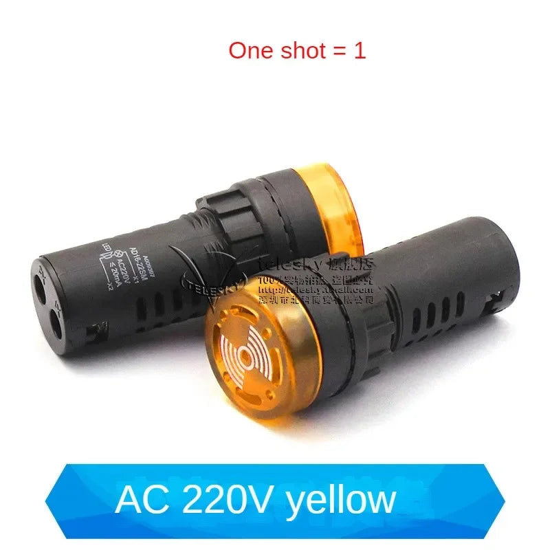 1PCS 12mm AD16-22SM 12V 24V 36V 48/110/220V Flash Signal Light Red LED Active Buzzer Beep Alarm Indicator Red Green Yellow Black