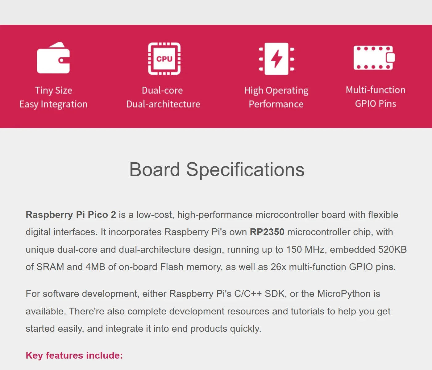 Raspberry Pi Pico 2 RP2350 USB A/Zero Development Board Equipped With Onboard Type-A/C Expansion Port Waveshare RP2350A