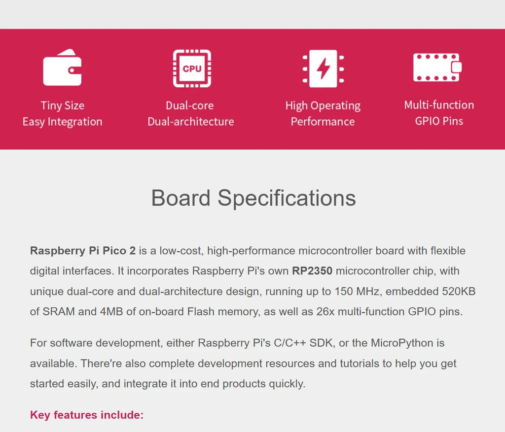 Raspberry Pi Pico 2 RP2350 USB A/Zero Development Board Equipped With Onboard Type-A/C Expansion Port Waveshare RP2350A