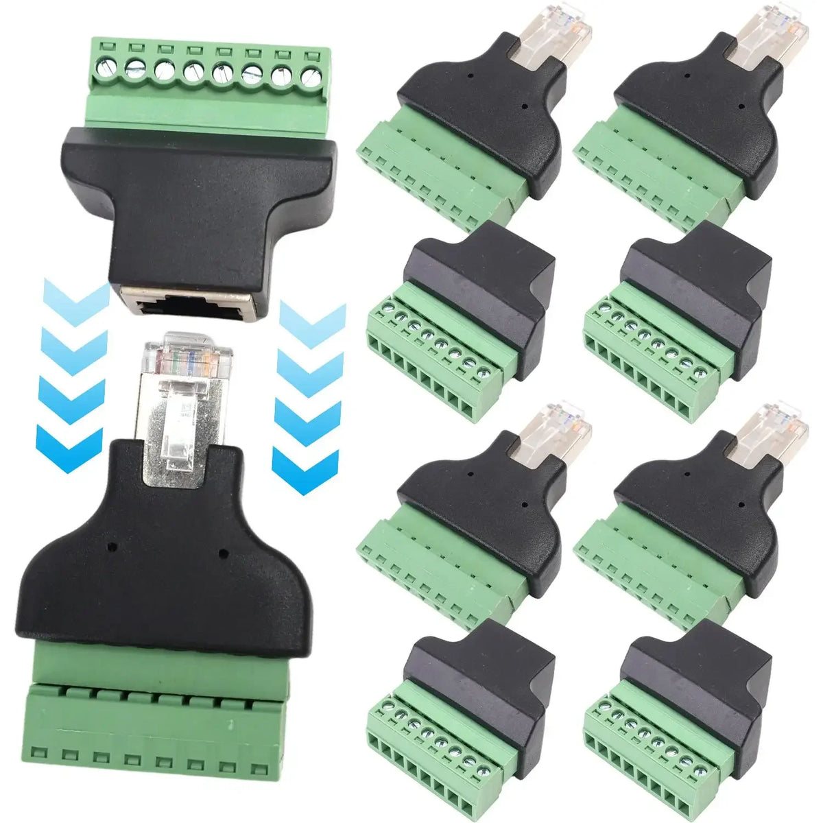 RJ45 To Screw Terminal Adaptor RJ45 Male Female To 8 Pin Connector 8P8C Breakout Board Solderless Network Ethernet Connector