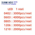 1 reel/3000pcs 0402 0603 0805 1206 SMD LED Red Yellow Green White Blue Orange Purple  warm white ice blueLight Emitting Diode