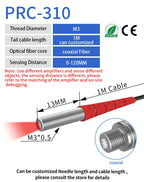 GTRIC Fiber Optic Sensor Probe Diffuse Reflection M3 M4 M6 1-2M Cable Coaxial Non-coaxial Photoelectric Optical Proximity Switch