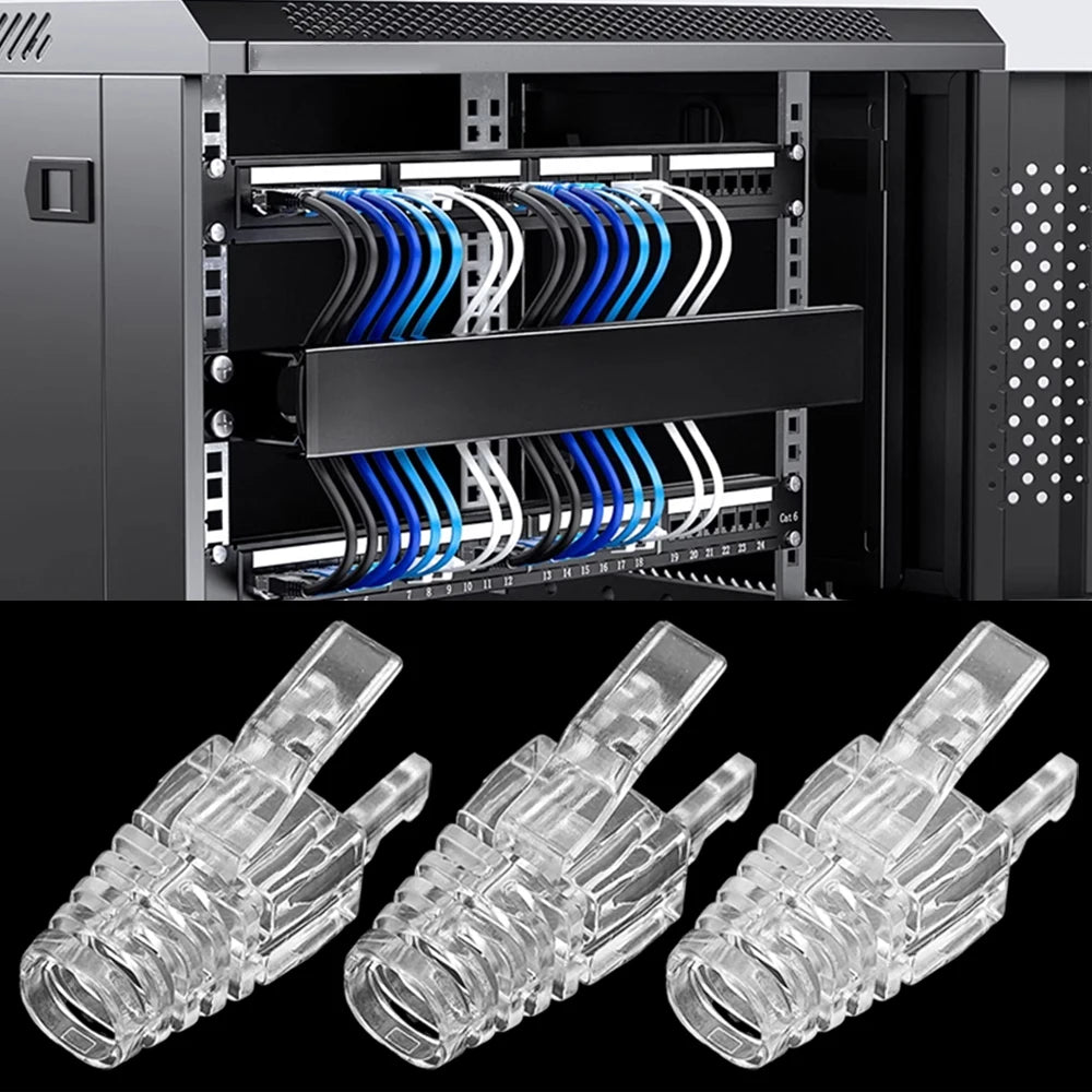 Transparent RJ45 Plug Ethernet Network Cable Connector Boots Cover Strain Relief Boot Cat5e Cat6 Protective Caps for Laptop
