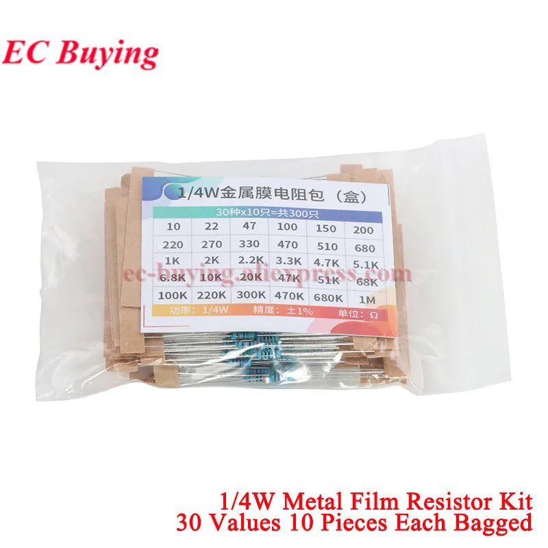 2600Pcs/150pcs 1/4W 1/2W 1W 2W 3W 5W Metal Film Resistor Assortment Kit 1% 0.25W 0.5W Resistance Set Electronic Components Kits