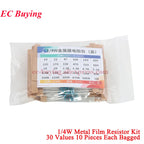 2600Pcs/150pcs 1/4W 1/2W 1W 2W 3W 5W Metal Film Resistor Assortment Kit 1% 0.25W 0.5W Resistance Set Electronic Components Kits