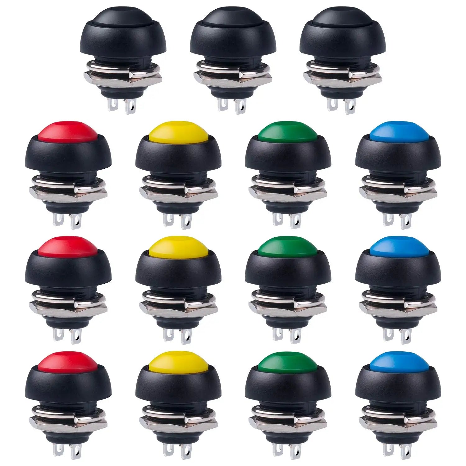 20PCS 12MM Waterproof Momentary Push Button Switch Normal Open(NO) Mini Micro Switch ON-Off 125V 3A Red Black 5 Colors
