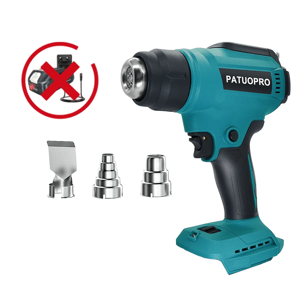 PATUOPRO Adjustable Temperatures Heat Gun 30-550℃ LED Display Cordless Electric Hot Air Gun Power Tools For Makita 18V Battery