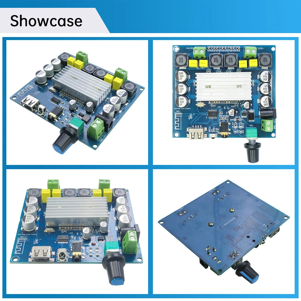TPA3116 Bluetooth Amplifier Board BT5.0 Digital Dual-Channel 2*100W High Power Sound Audio Amplifier Module USB AUX Input