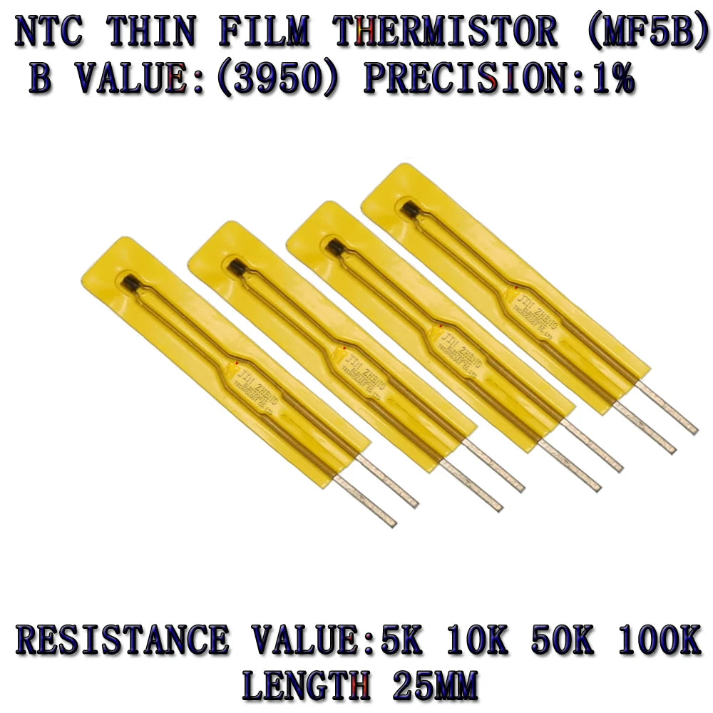 10Pcs NTC Thin Film Thermistor 2.5CM 3950 5K 10K 50K 100K  MF5B SMD 1% Temperature sensor for sensor termistor ntc